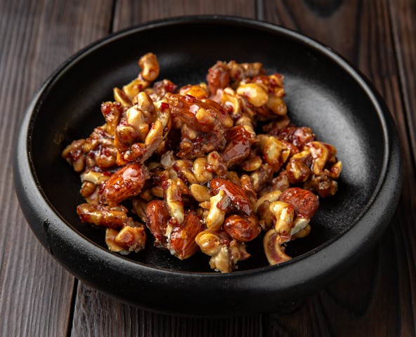 Nuts, chili and bacon