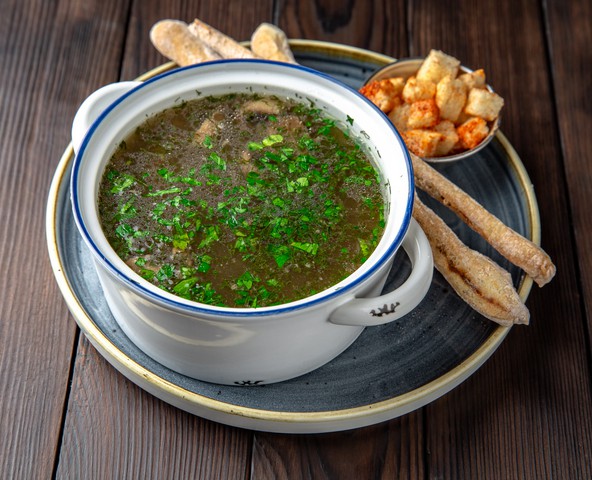 Mushroom soup with chicken